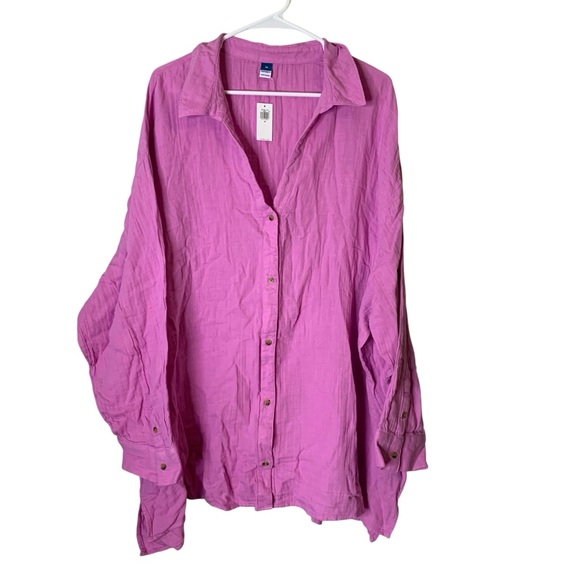 Old Navy NWT Button Up Gauzy Shirt Size 3X Airy Lightweight Casual Cozy Crinkly - Picture 1 of 7